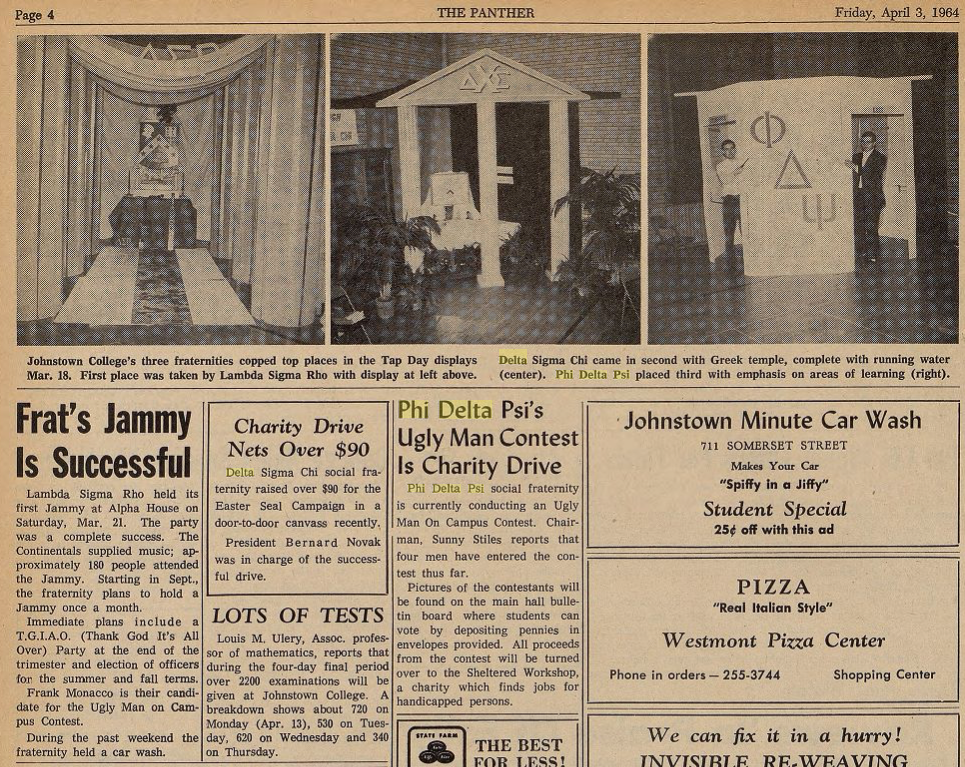 Panther  April 3 1964 Phi Delta Psi Ugly Man Contest
