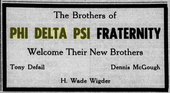 The Panther Phi Delta Psi New Brothers April 11 1968